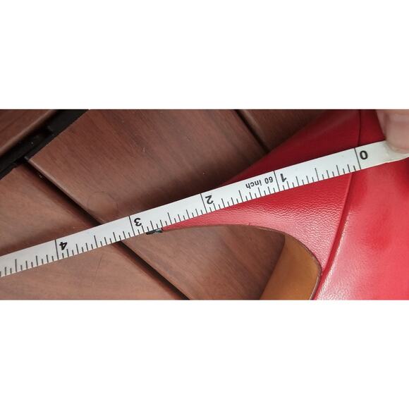 Vintage *Never Worn* Evan Picone Red Leather Heels Peep Toe Pumps Sz 8 N Pin Up - Picture 7 of 7